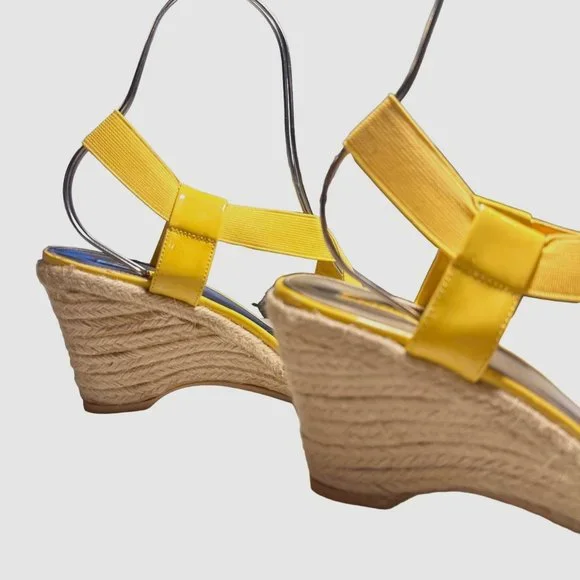 Bandolino Yellow Stretch Fabric Wedge Sandal 10.5M - Picture 4 of 11